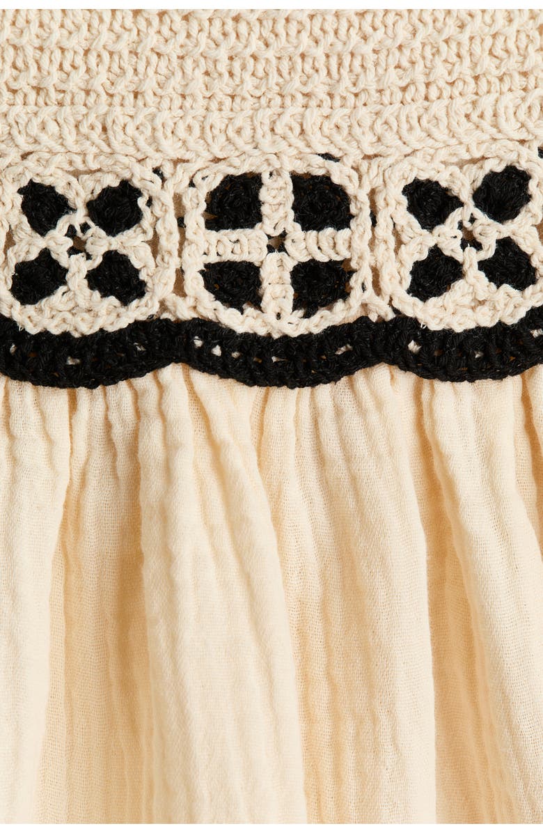 H&M Crochet-look-detail Muslin Dress, Alternate, color, Cream