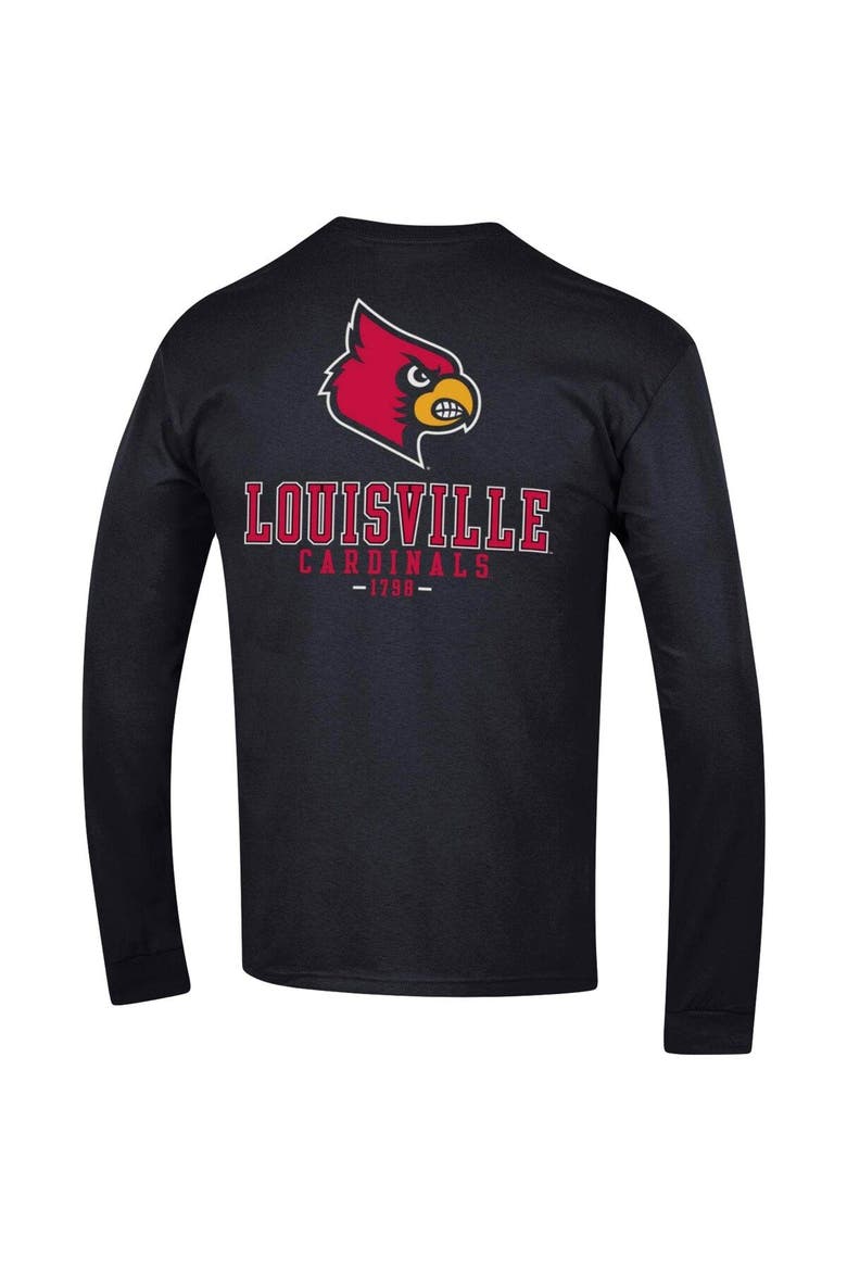 Men's Champion Black Louisville Cardinals Team Stack Long Sleeve T-Shirt, Alternate, color, Black