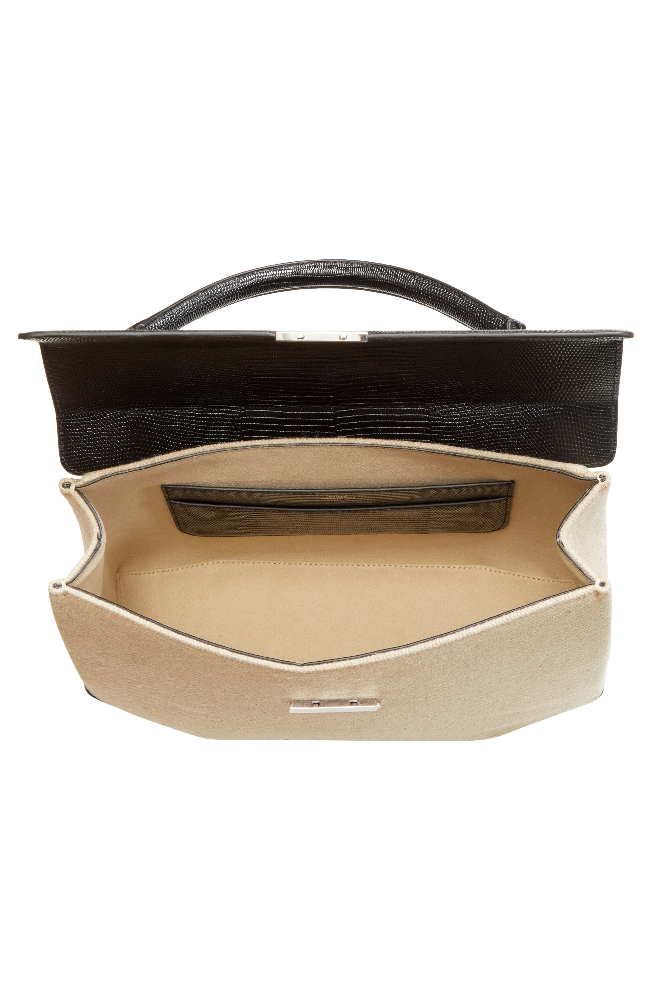 TOTEME Clip Canvas & Lizard Embossed Leather Top Handle Bag, Alternate, color, 
