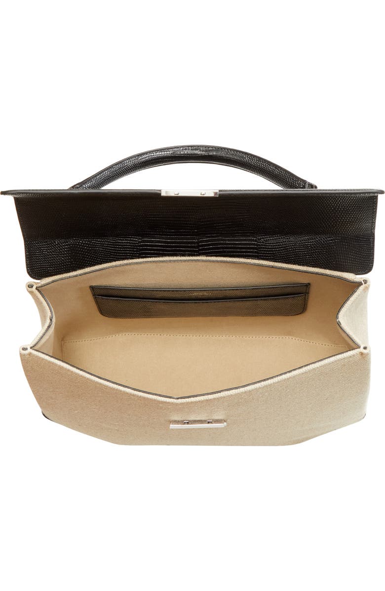 TOTEME Clip Canvas & Lizard Embossed Leather Top Handle Bag, Alternate, color,