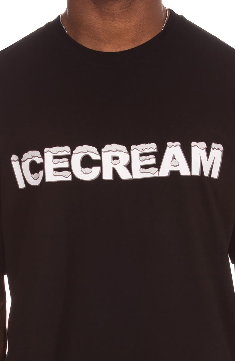 ICECREAM Snow Top Cotton Graphic T-Shirt, Alternate, color, Black