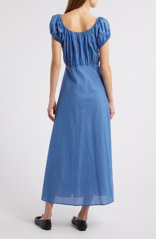 Shop Doen Dôen Sofia Check Organic Cotton Voile Midi Dress In Cassis Check
