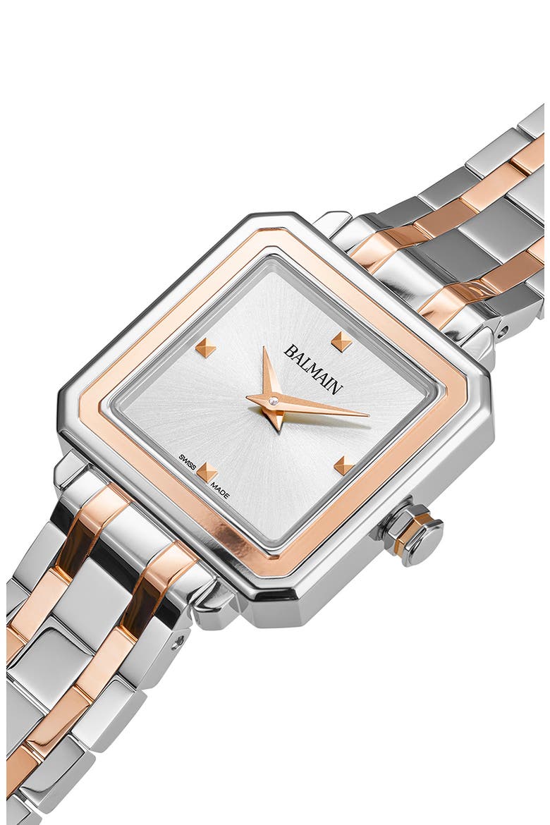 Eirini Square Two-Tone Bracelet Watch, 26mm, Alternate, color, TWO TONE STEEL ROSE
