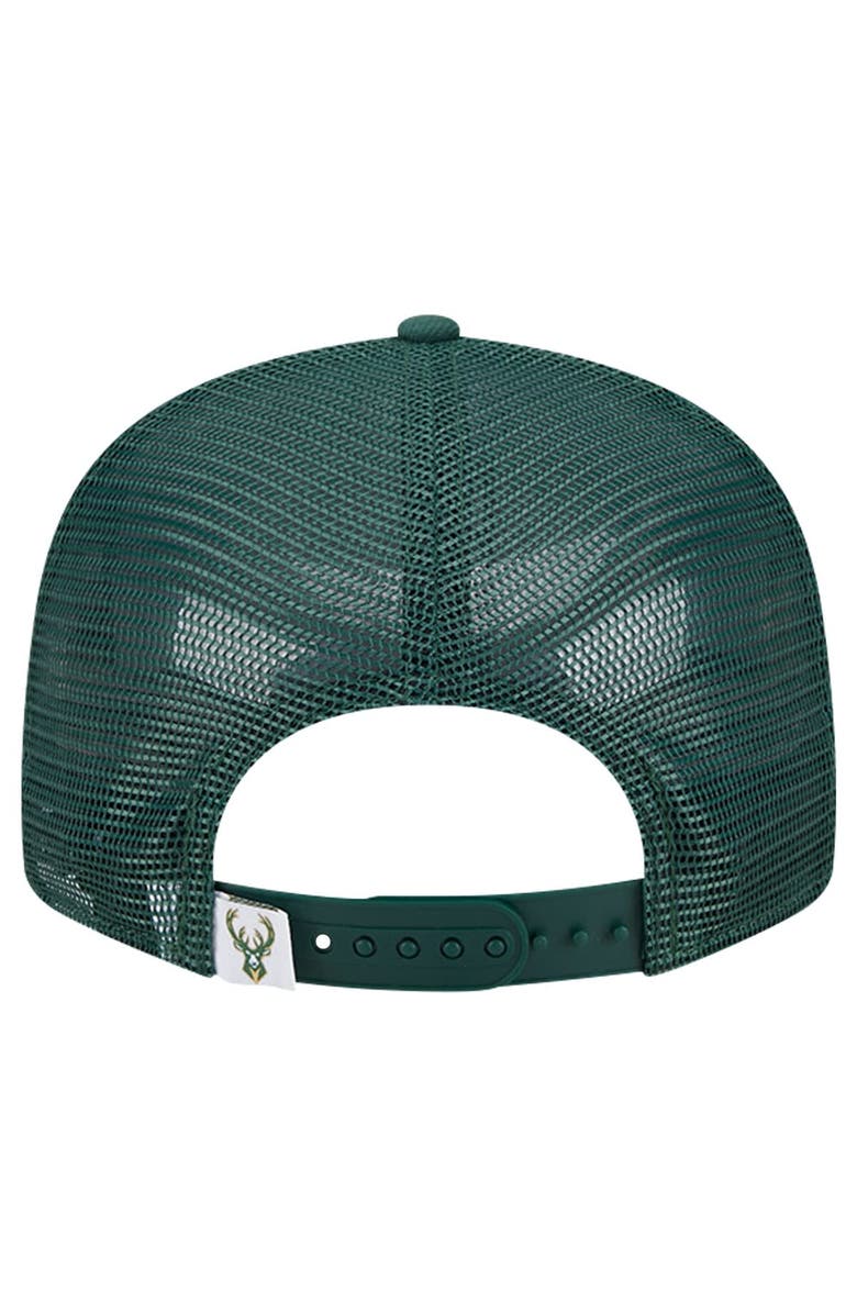 New Era Men's New Era Hunter Green Milwaukee Bucks Evergreen Meshback 9FIFTY Snapback Hat, Alternate, color, Hunter Green