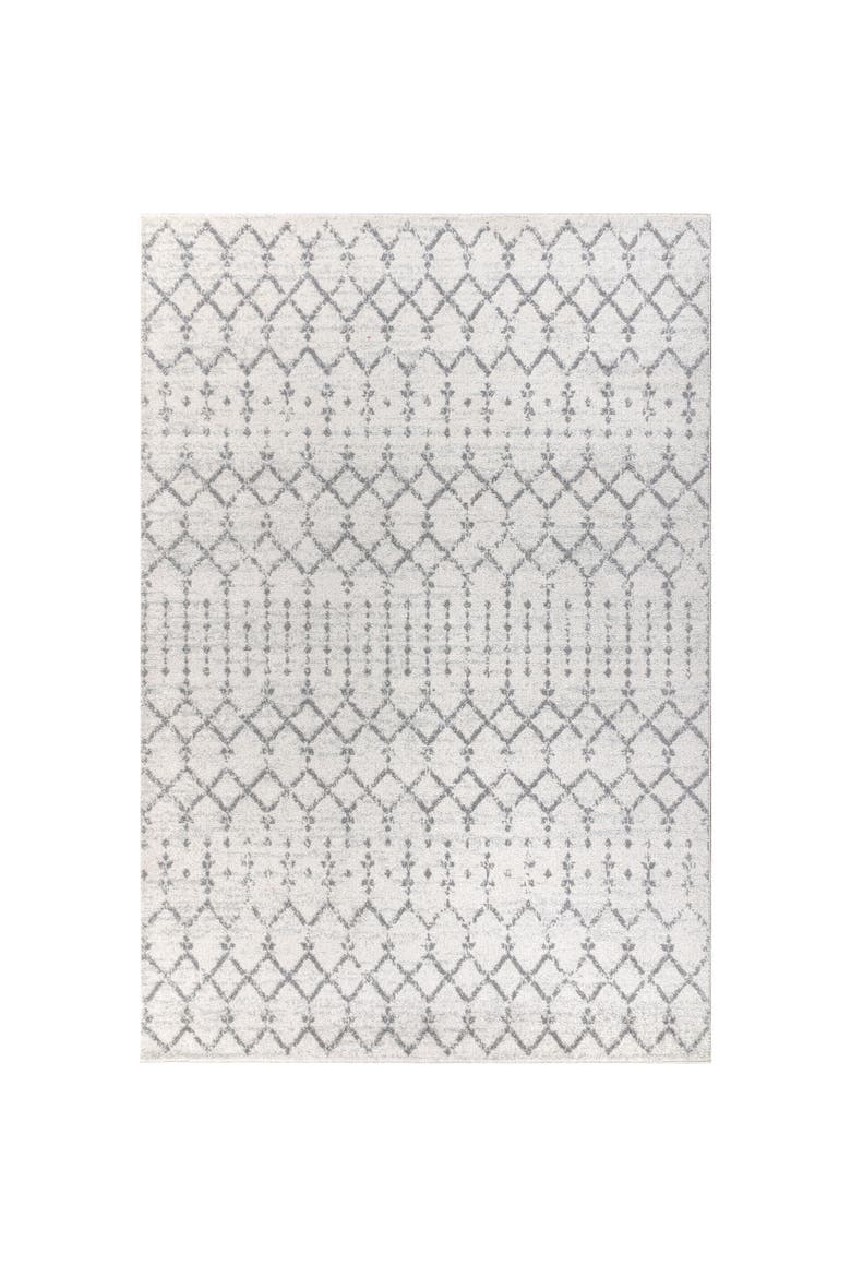 Moroccan HYPE Boho Vintage Diamond Area Rug, Main, color, Cream/Gray