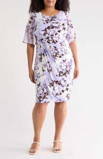 Connected Apparel Flutter Sleeve Faux Wrap Dress