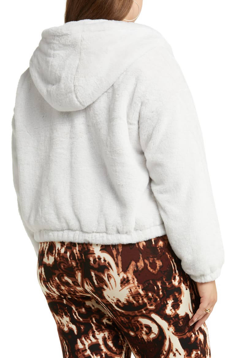 Hooded Faux Fur Jacket, Alternate, color, GREY FOG