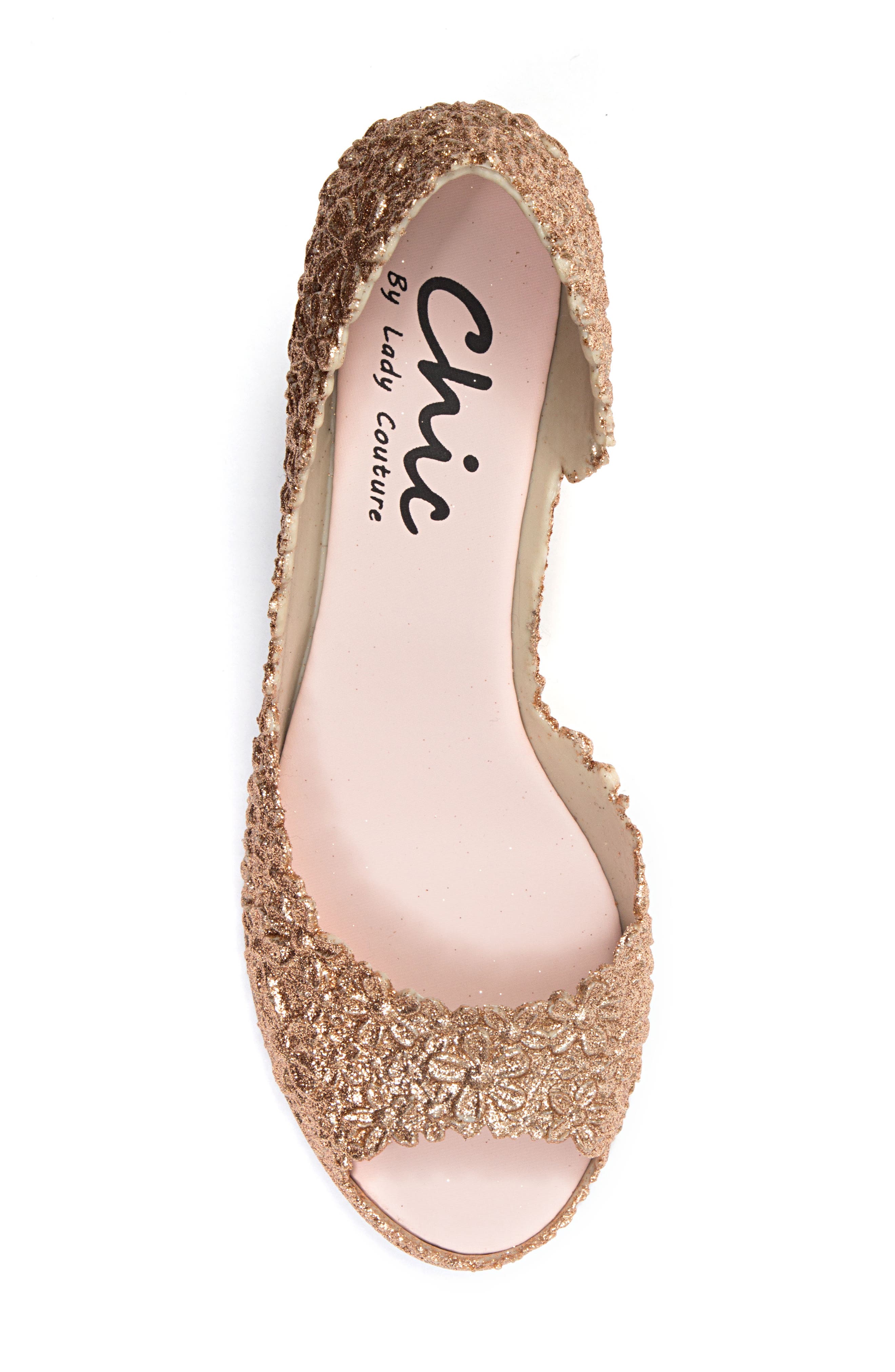 CHIC BY LADY COUTURE Peep-toe Wedge, Alternate, color, Gold