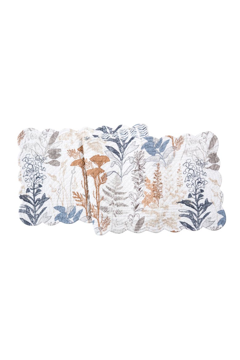 Lina Watercolor Theme Floral Flowers & Leaves Decorative Cotton Kitchen Table Runner 14" x 51", Main, color, Orange