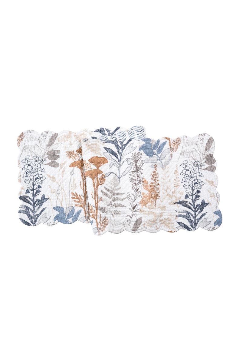 C&F Home Lina Watercolor Theme Floral Flowers & Leaves Decorative Cotton Kitchen Table Runner 14" x 51", Main, color, Orange