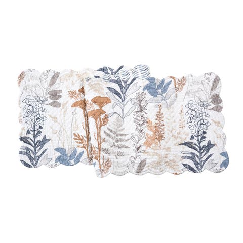 Lina Watercolor Theme Floral Flowers & Leaves Decorative Cotton Kitchen Table Runner 14" x 51"