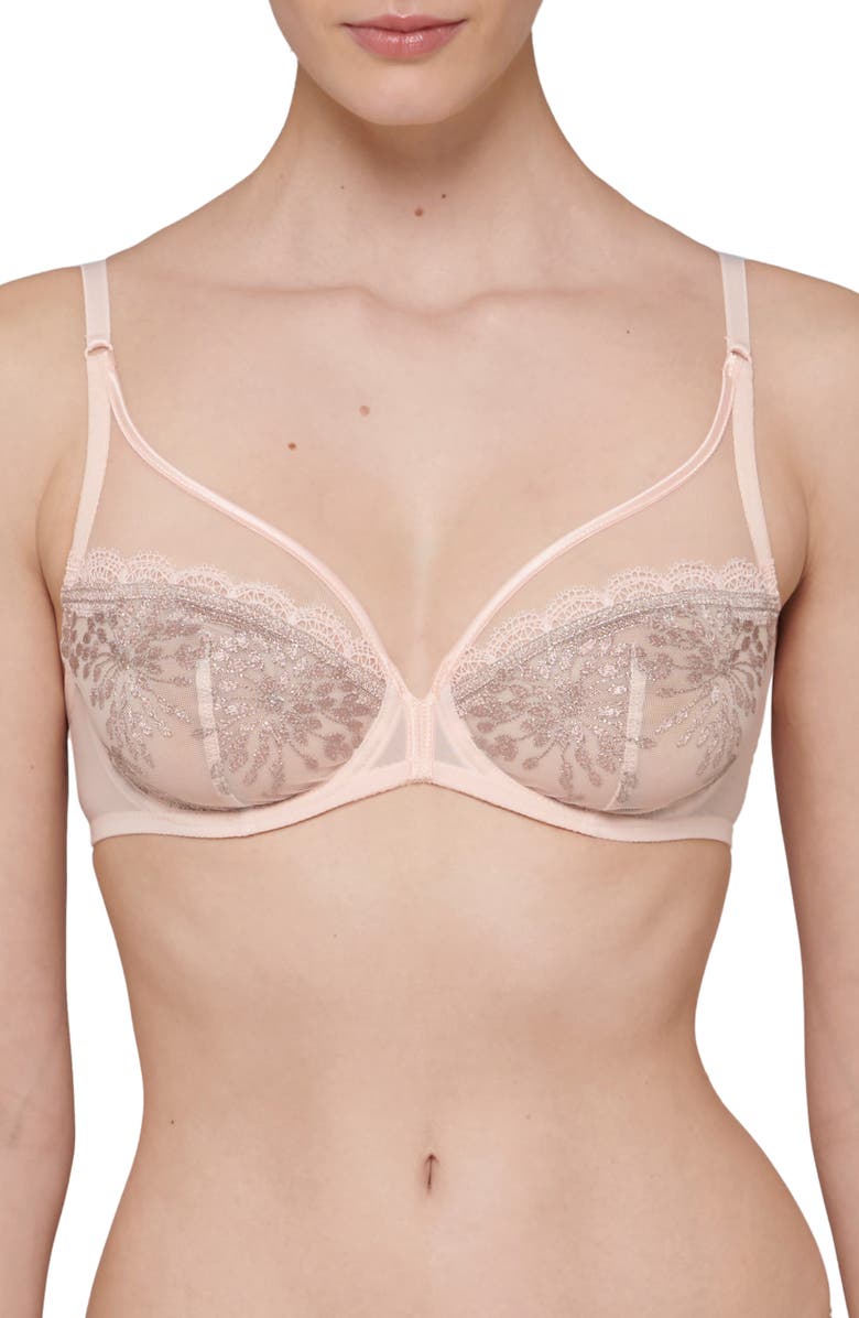 Simone Perele Singuliere Sheer Full Coverage Underwire Plunge Bra, Main, color, 