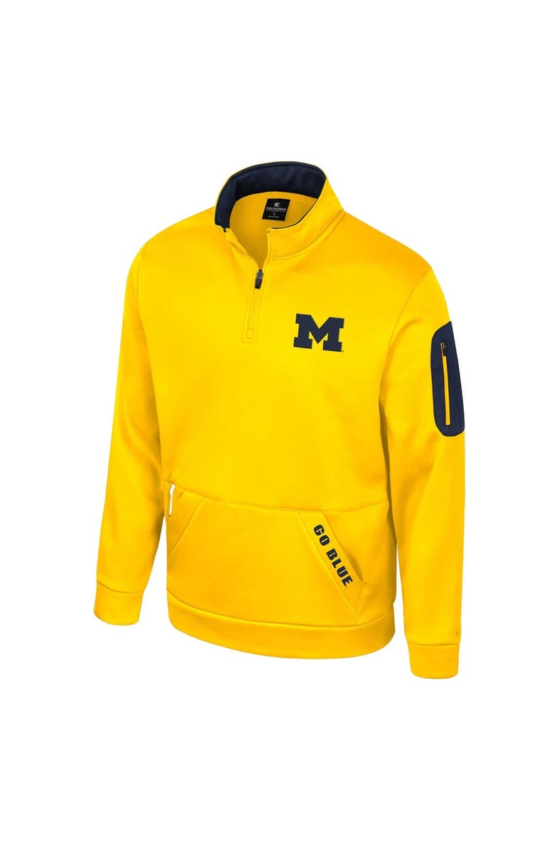 COLOSSEUM Men's Colosseum Maize Michigan Wolverines Mainframe Quarter-Zip Fleece Jacket, Alternate, color, Maize