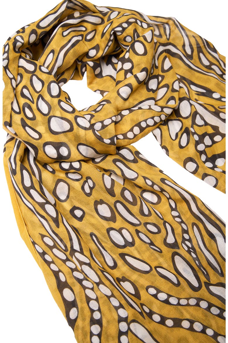 Animal Print Cotton Scarf, Alternate, color, MUSTARD