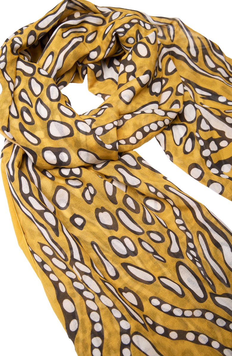 SAACHI Animal Print Cotton Scarf, Alternate, color, Mustard