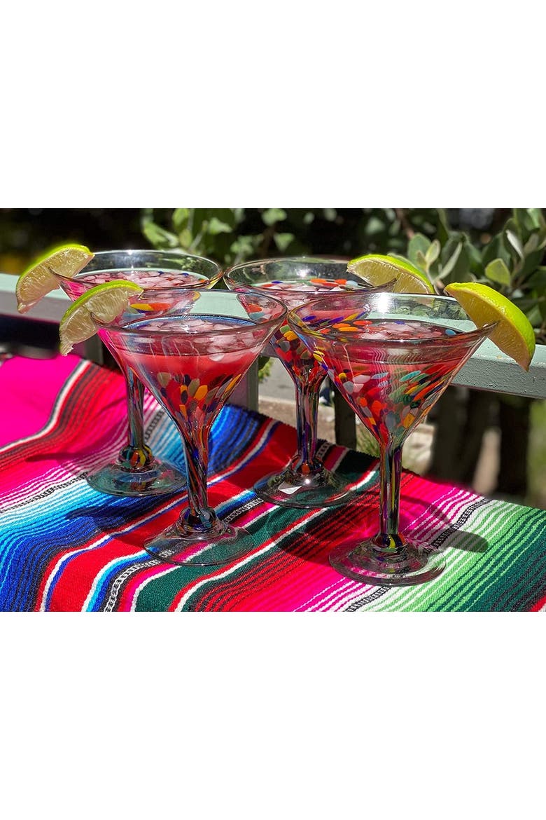 Confetti Carmen Design Modern Margarita Glasses - Set of 4, Alternate, color, Confetti