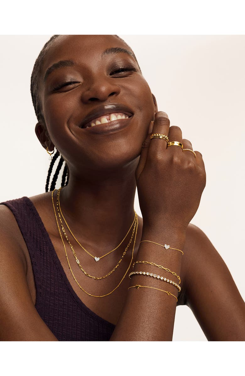 Monica Vinader Lab-Created Diamond Heart Charm Bracelet, Alternate, color, 18K Gold Vermeil