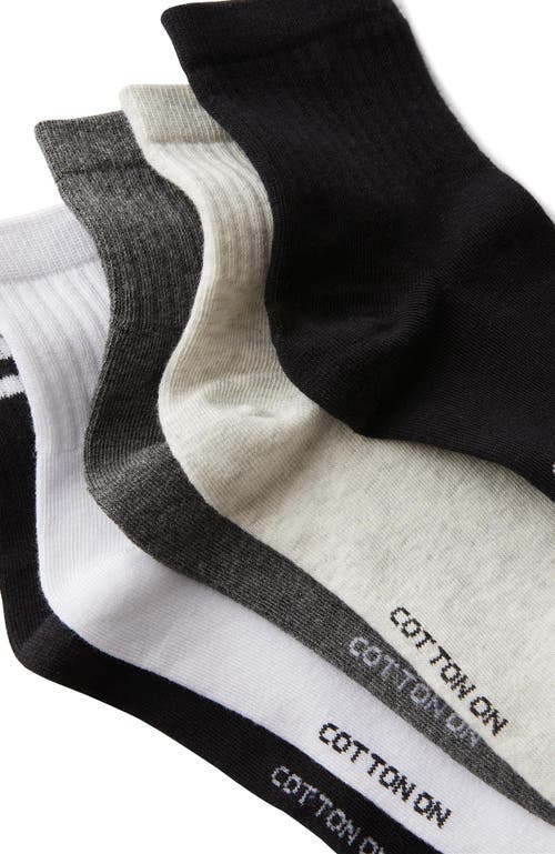 Cotton On 5pk Quarter Crew Sock In Black