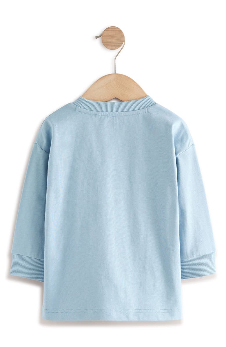 NEXT Kids' Assorted 3-Pack Critter & Stripe Long Sleeve Cotton T-Shirts, Alternate, color, Neutral/ Blue