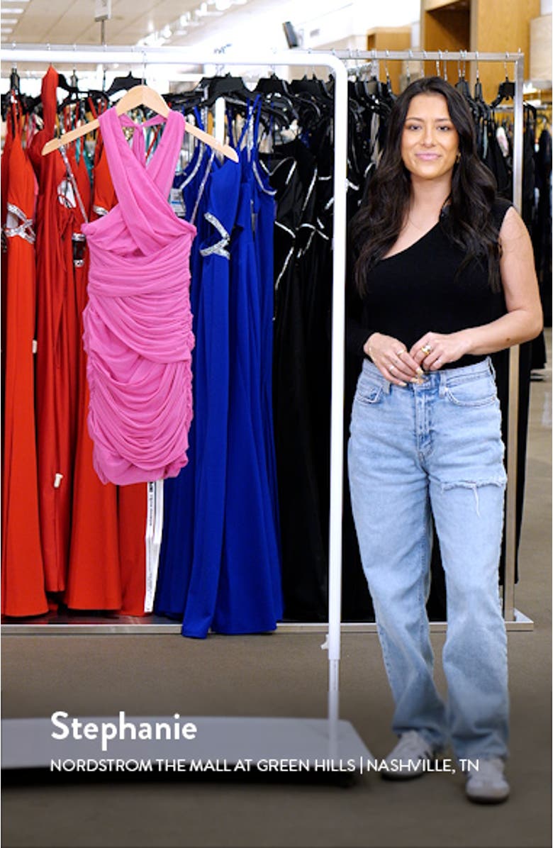 Cutout Crossover Mesh Cocktail Halter Minidress, sales video thumbnail