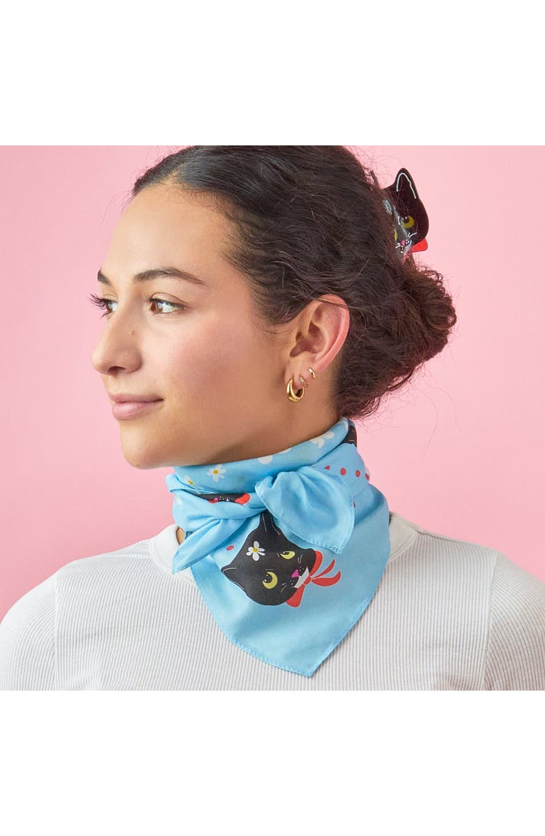 Centinelle Naoko Cat Cotton Silk Bandana, Alternate, color, Blue