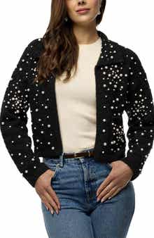SAACHI Faux Pearl Bead Open Front Cardigan