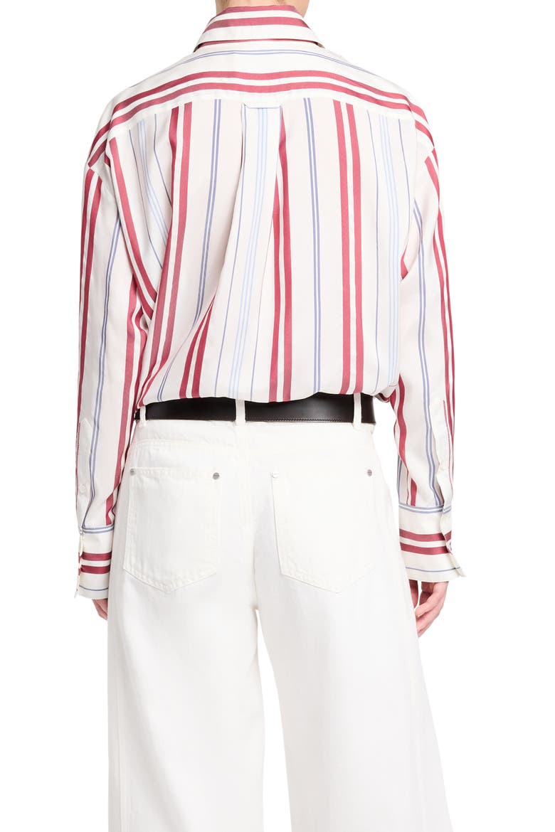 Big Joe Stripe Silk Button-Up Shirt, Alternate, color, IVORY / BLUE / WINE
