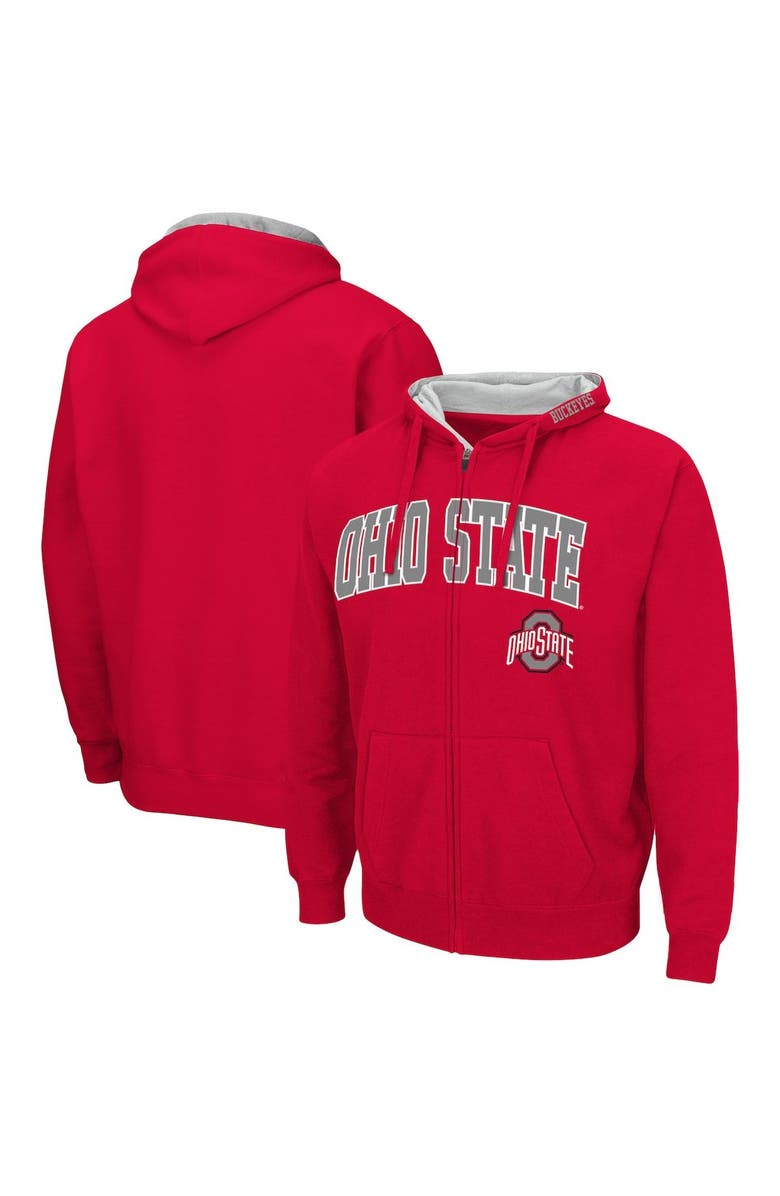 COLOSSEUM Men's Colosseum Scarlet Ohio State Buckeyes Logo Full-Zip Hoodie, Main, color, 