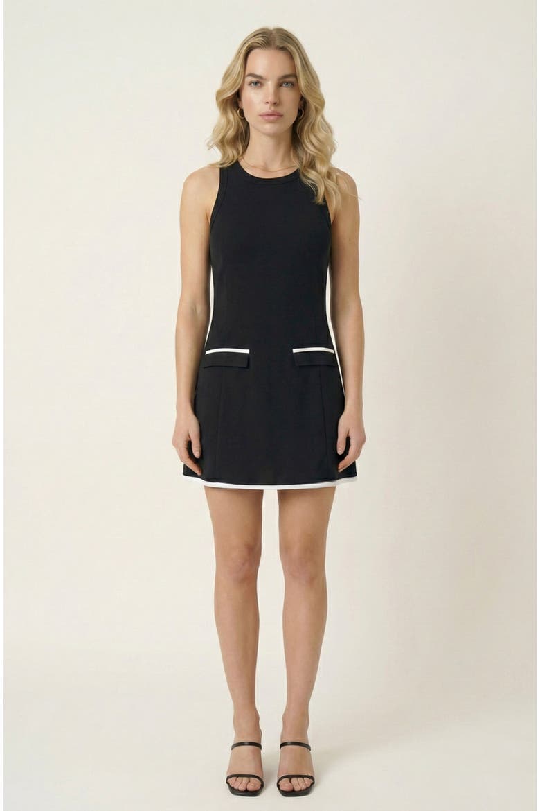 Sleeveless Contrast Trim Mini Dress, Main, color, Black