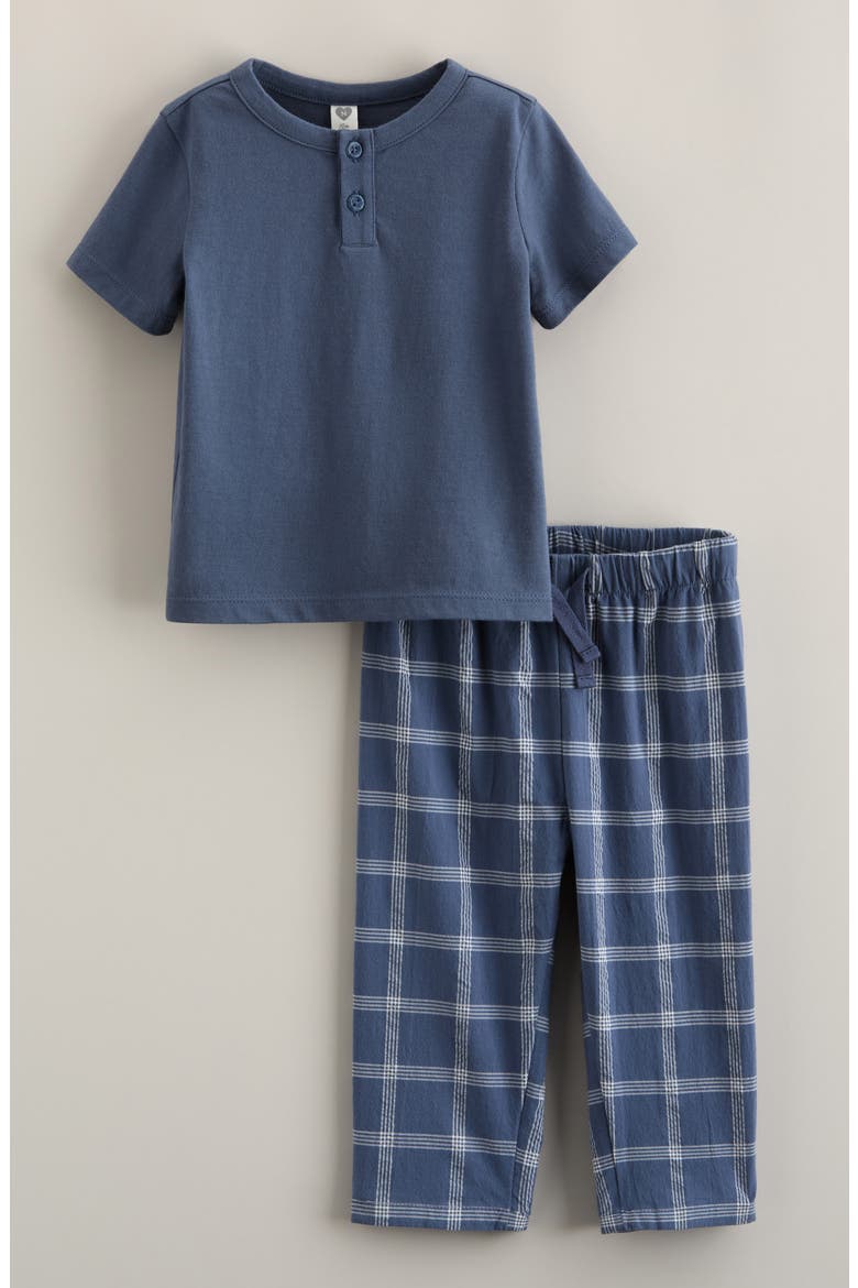 Henley T-Shirt & Pants Set, Main, color, BLUE DEL MAR VOYAGE PLAID