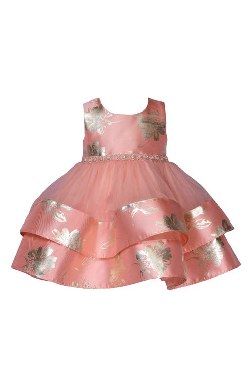 Iris & Ivy Metallic Fit & Flare Party Dress in Blush 