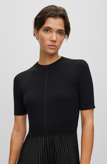 Fadrid Ribbed Pleated A-Line Dress