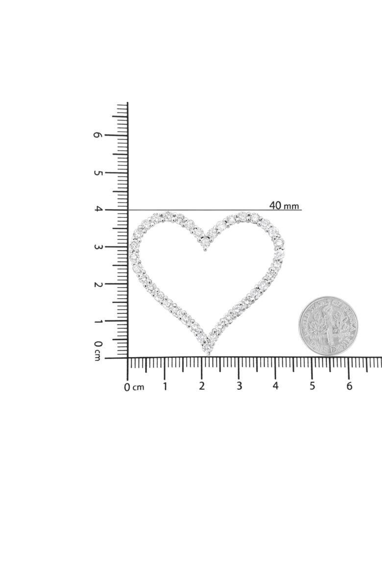 Silver 3.0 cttw Round-Cut Diamond Open Heart Pendant Necklace, Alternate, color, White