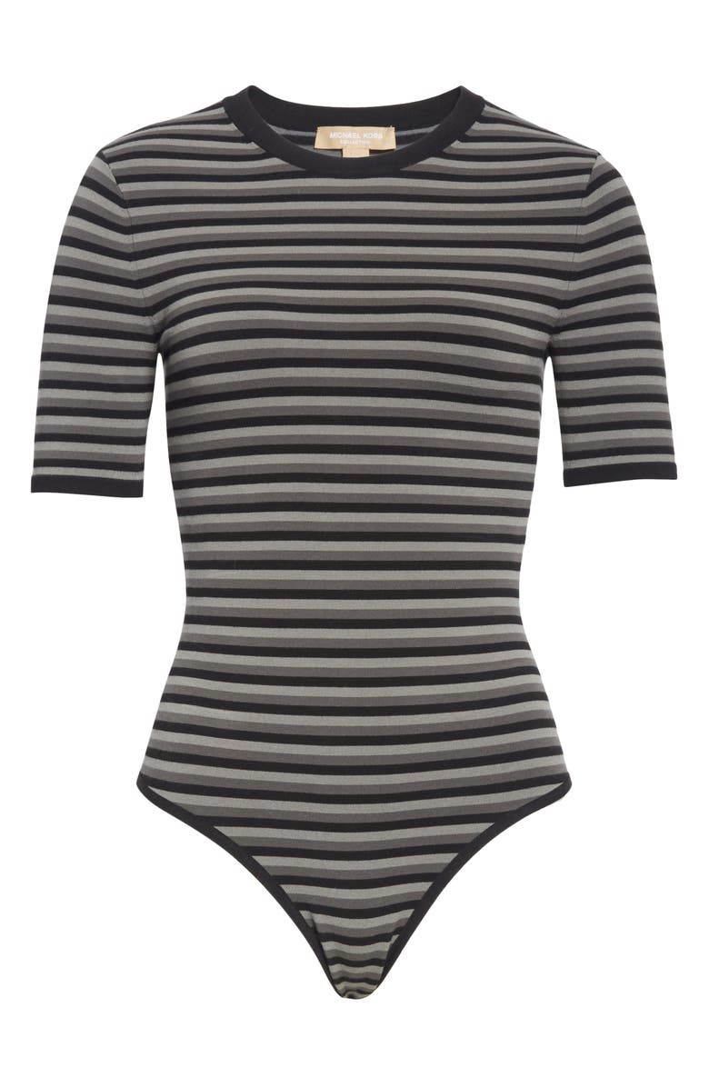 Michael Kors Stripe Crewneck Bodysuit, Alternate, color, 