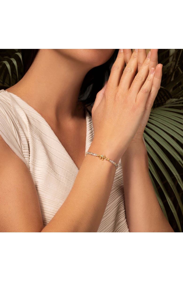 Karma and Luck Mind Nourisher - Labradorite Elephant Charm Bracelet, Alternate, color, Grey/Gold