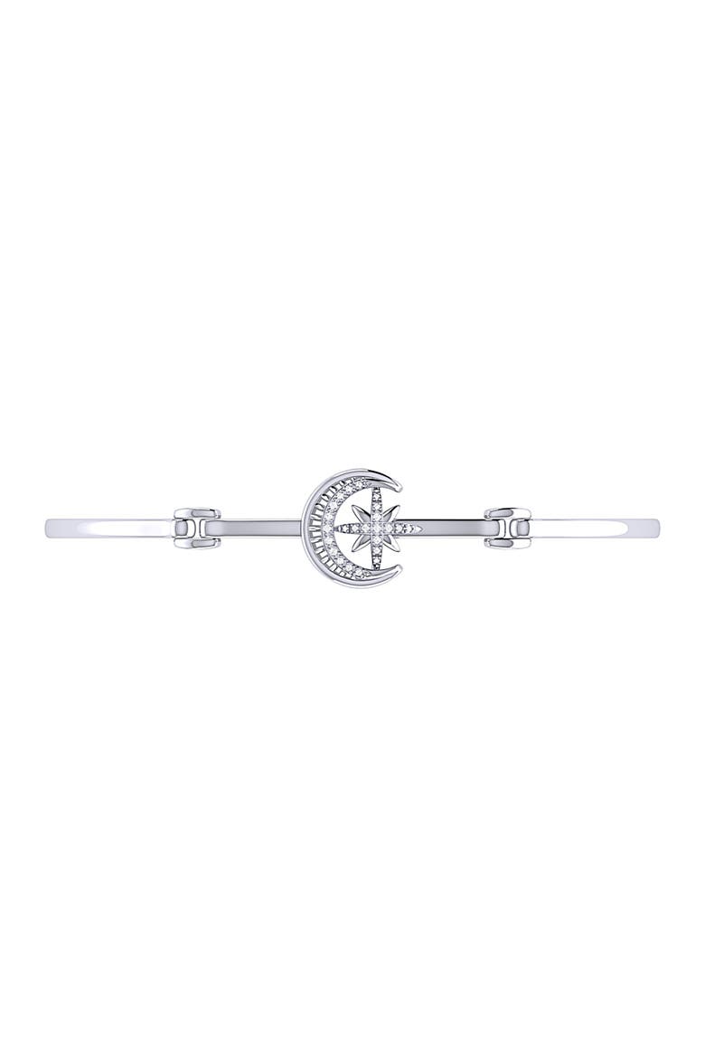 Nighttime Lovers Crescent Sterling Silver Diamond Bangle, Alternate, color, Silver