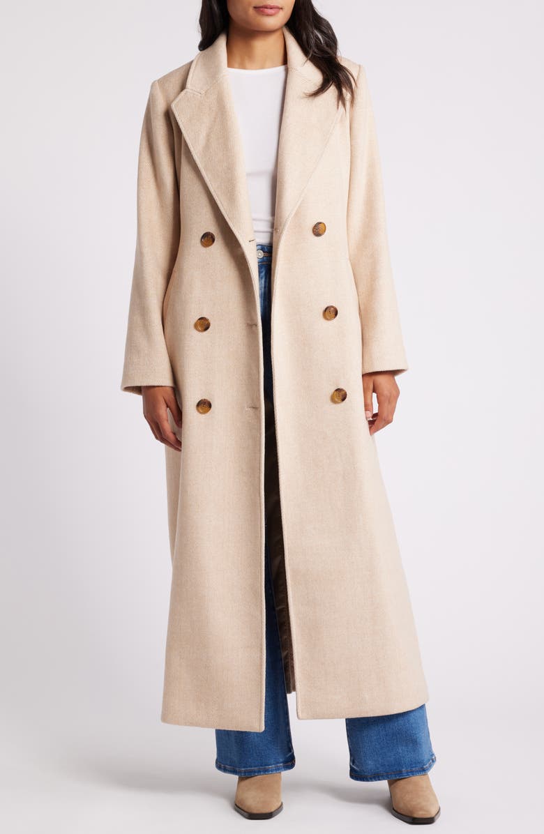 Sam Edelman Double Breasted Twill Coat, Alternate, color, Seasame/ Ivory Twill