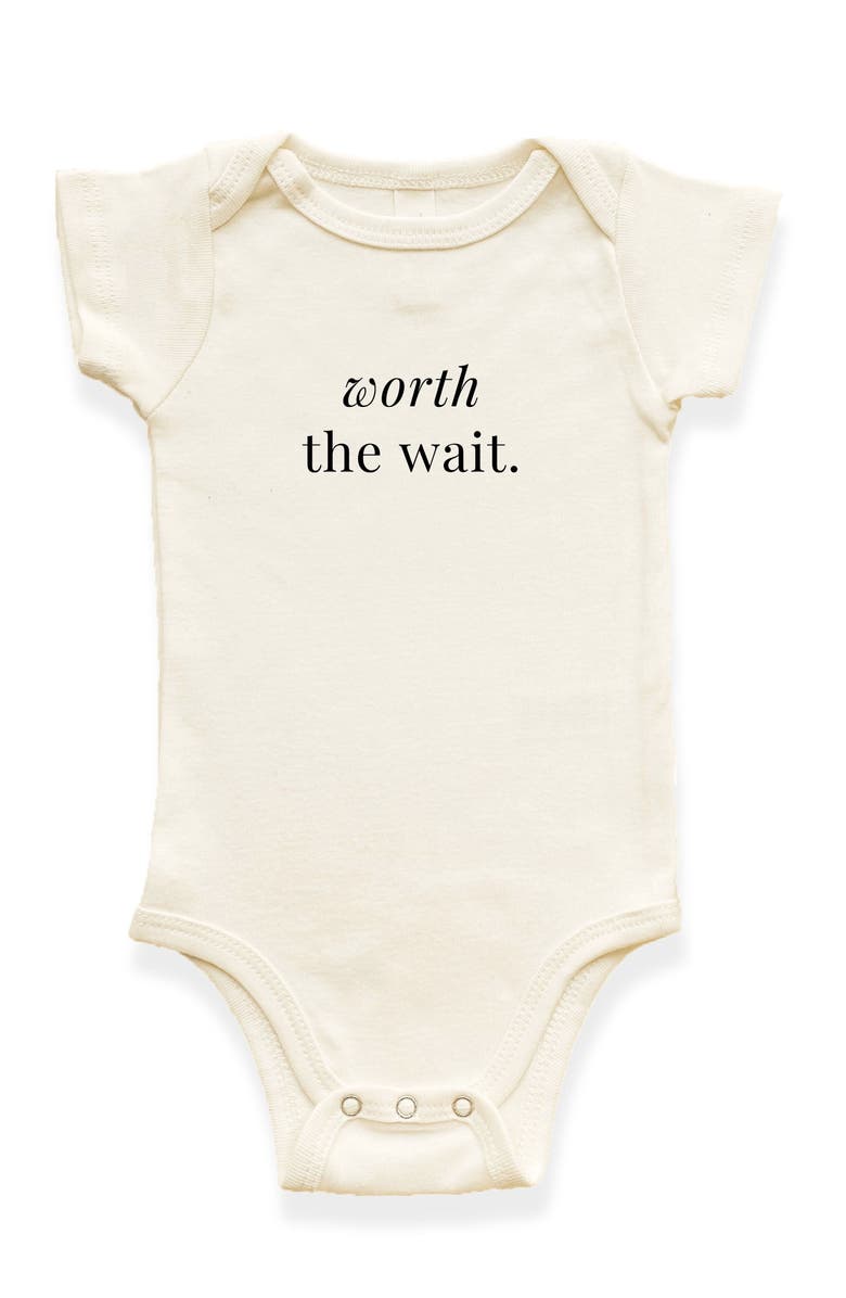 Tenth & Pine Worth The Wait Organic Cotton Baby Bodysuit, Main, color, Natural