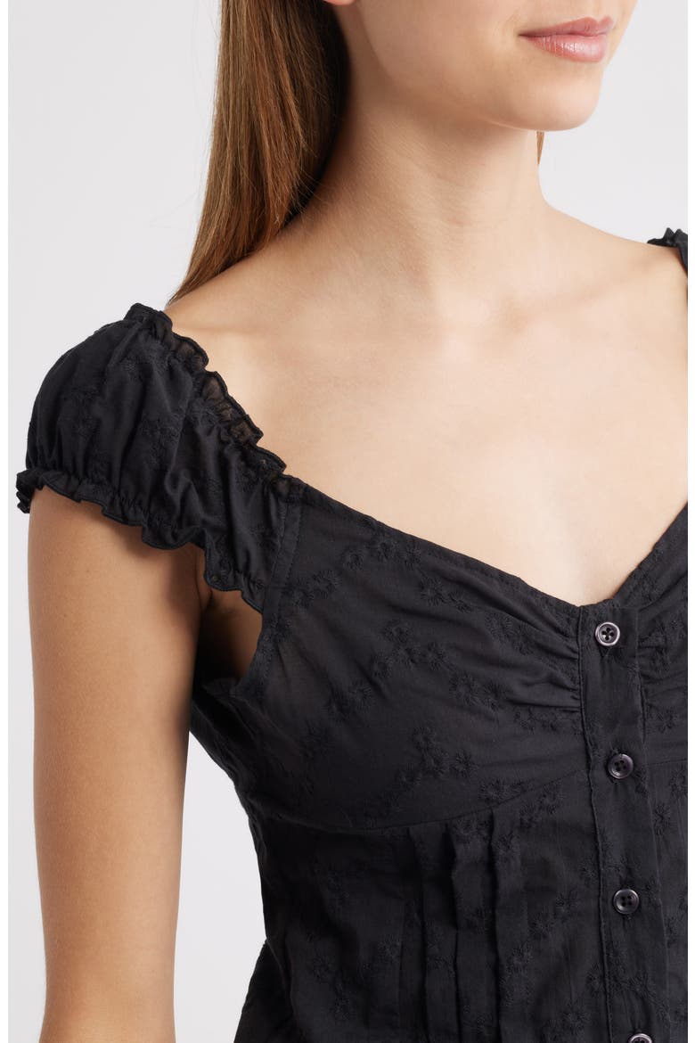 Embroidered Crop Top, Alternate, color, BLACK