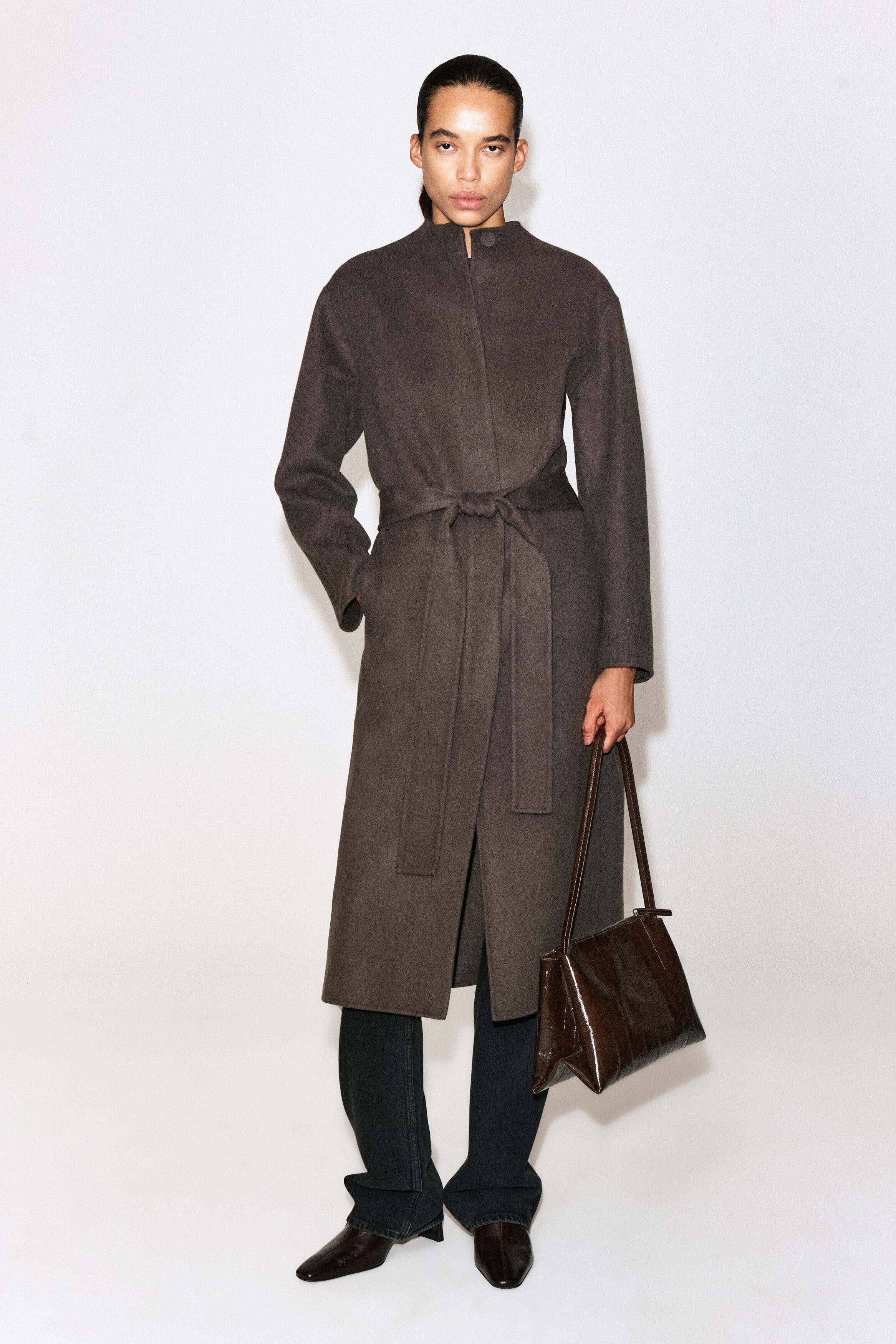 Pavilion Shoulder Bag - Eel-effect Leather, Alternate, color, BROWN