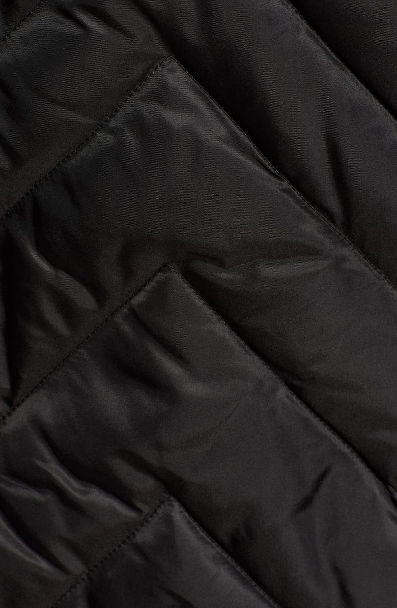 Marc New York Matte Satin Chevron Faux Fur Trim Coat, Alternate, color, 