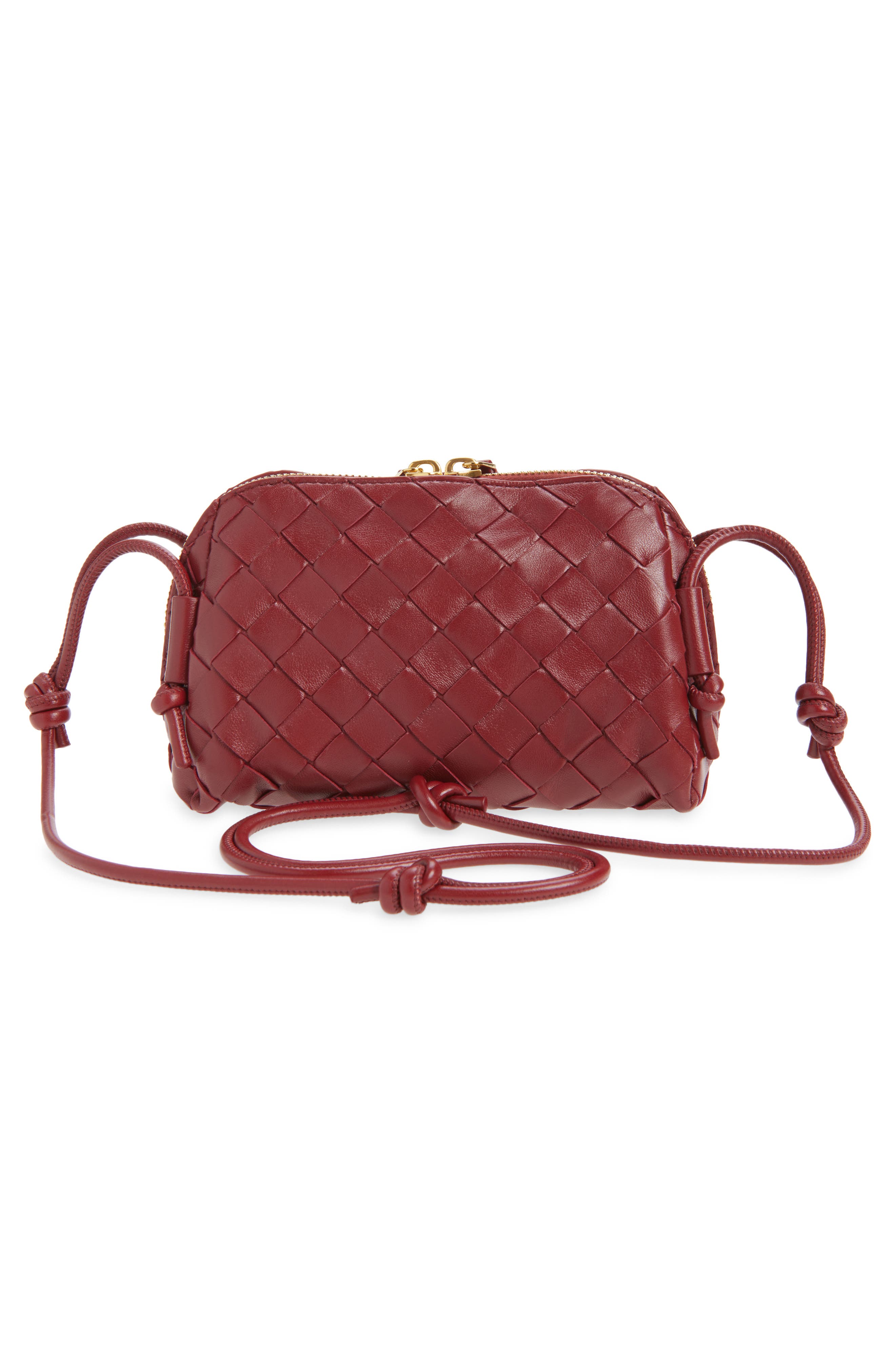 Mini Concert Intrecciato Leather Crossbody Bag, Alternate, color, 6585 LAVA RED-GOLD