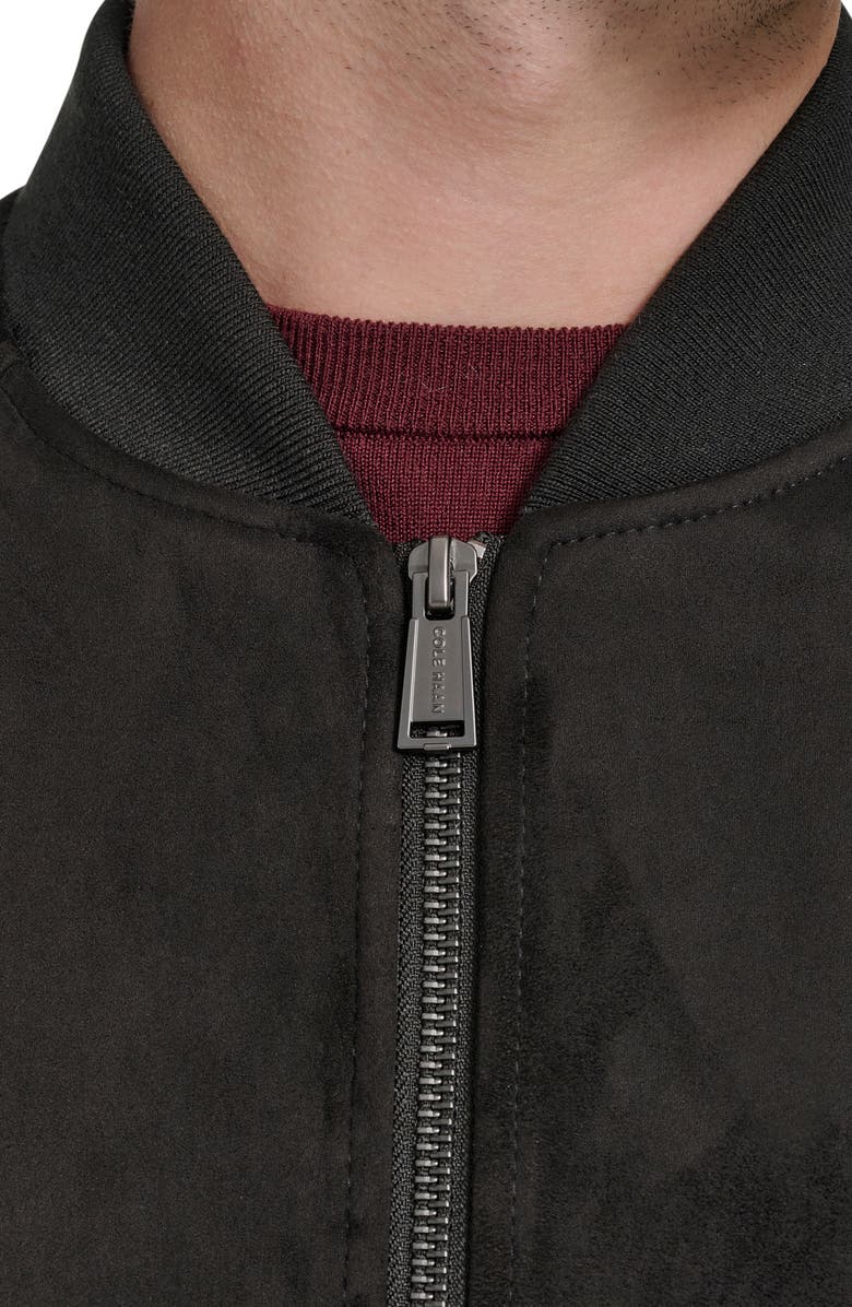 Cole Haan Signature Faux Suede Bomber Jacket, Alternate, color, Black