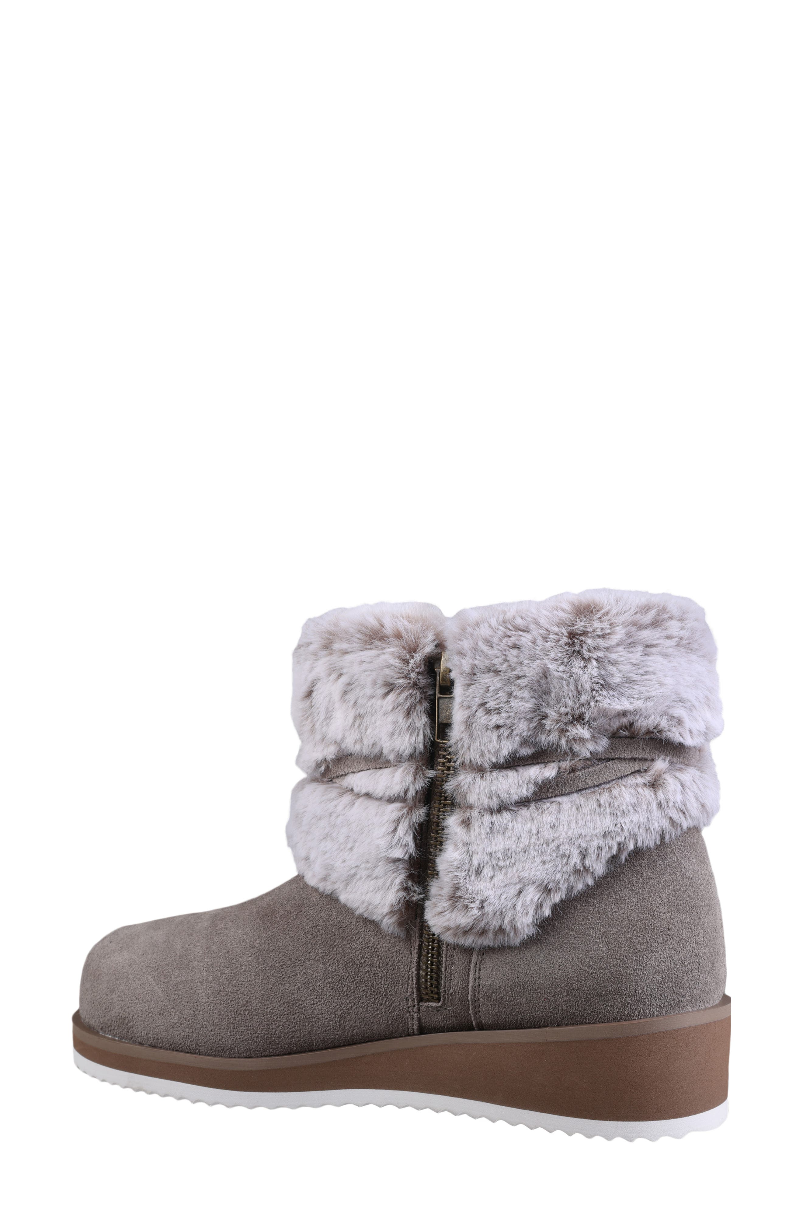 Mykos Suede Faux Fur Cuff Boot, Alternate, color, Smoke
