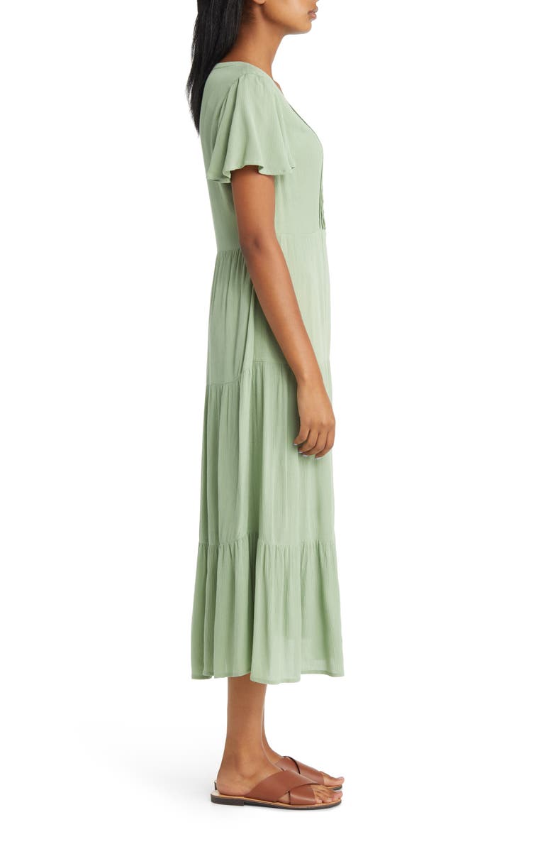 beachlunchlounge Asena Flutter Sleeve Midi Dress, Alternate, color, 