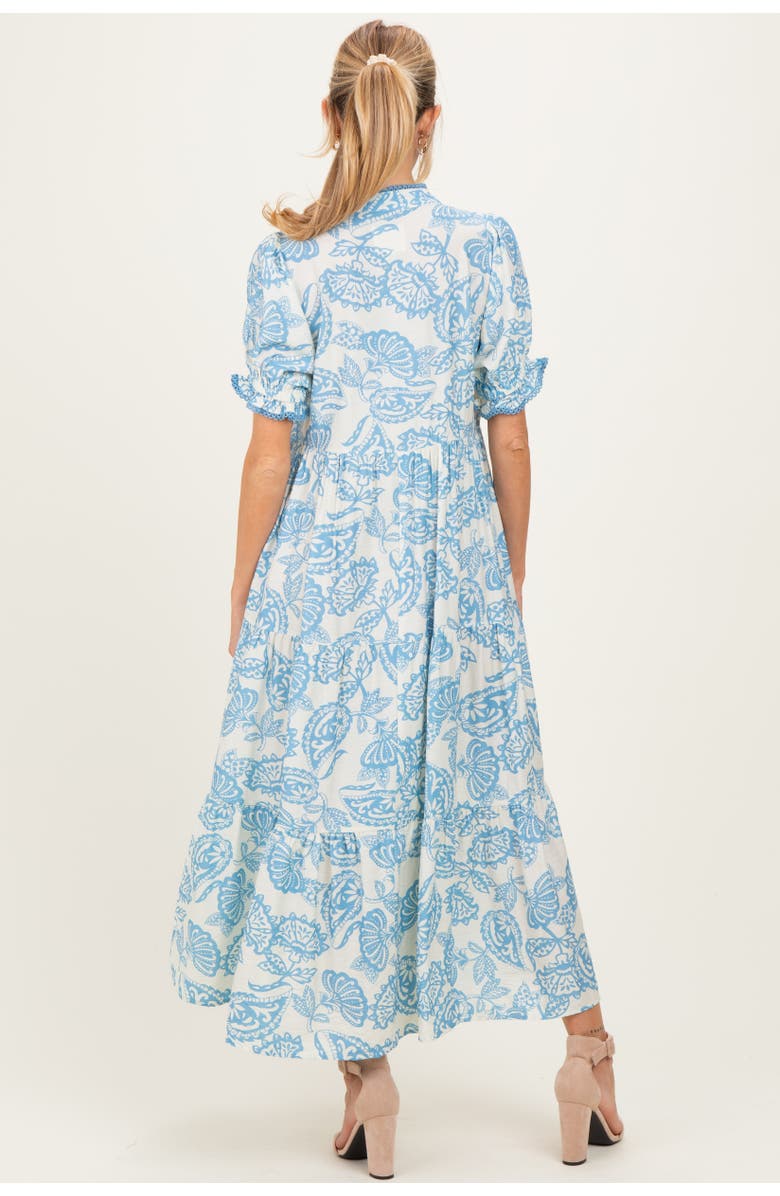 PinkBlush Paisley Print Tiered Midi Dress, Alternate, color, Light Blue