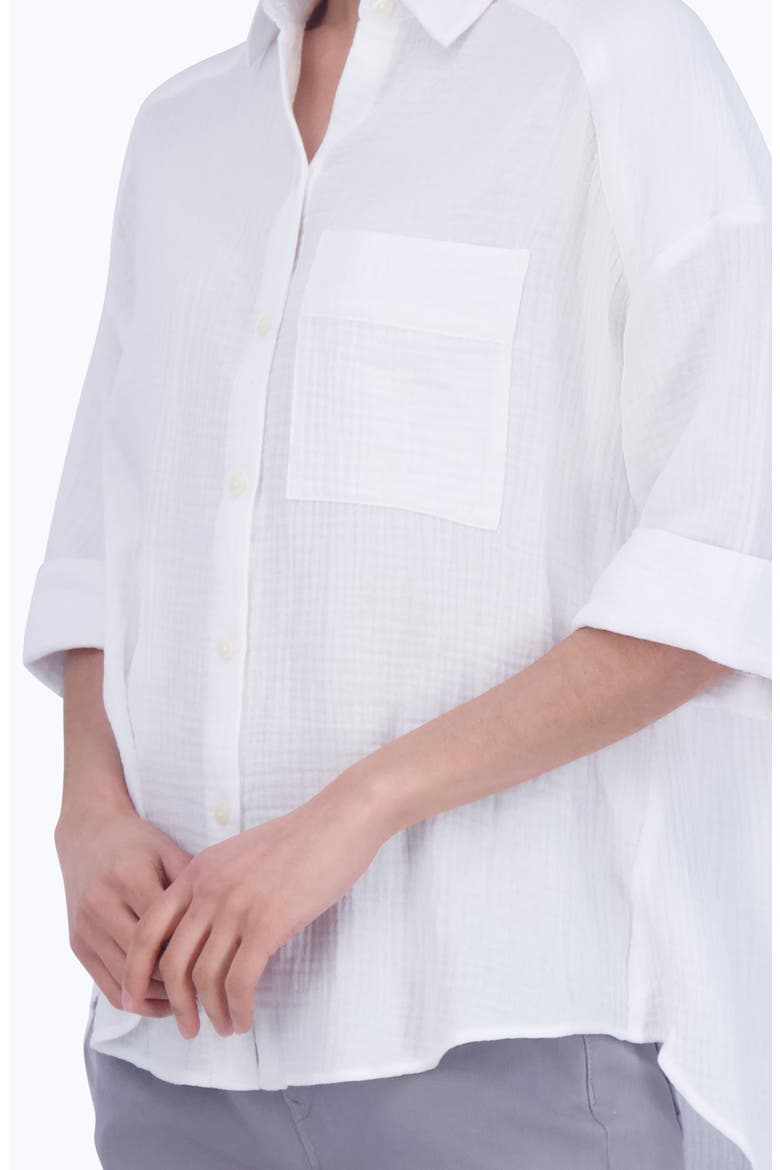 Joanna Cotton Gauze Button-Up Shirt, Alternate, color, WHITE