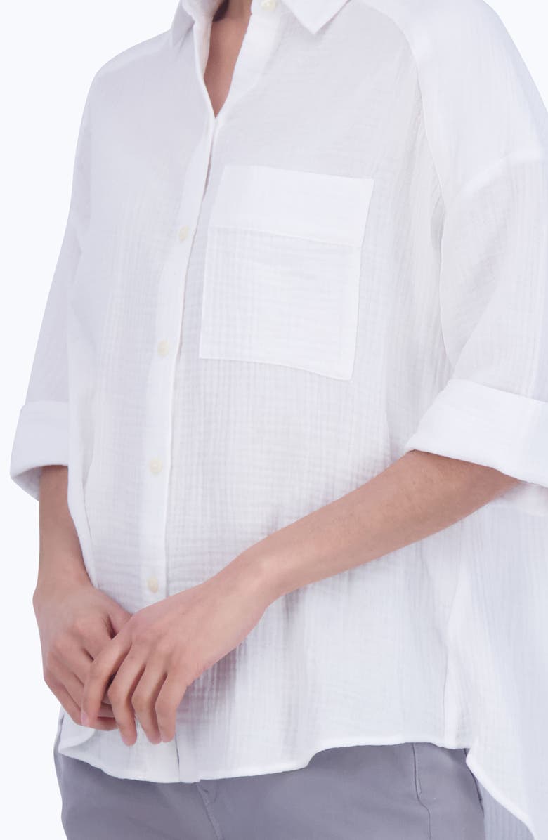 Foxcroft Joanna Cotton Gauze Button-Up Shirt, Alternate, color, White