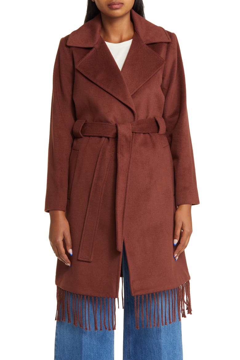 Fringe Wrap Coat, Main, color, CHESTNUT