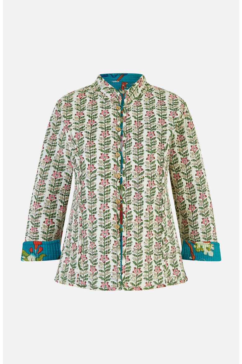 Floral Reversible Cotton Quilted Jacket, Alternate, color, Teal